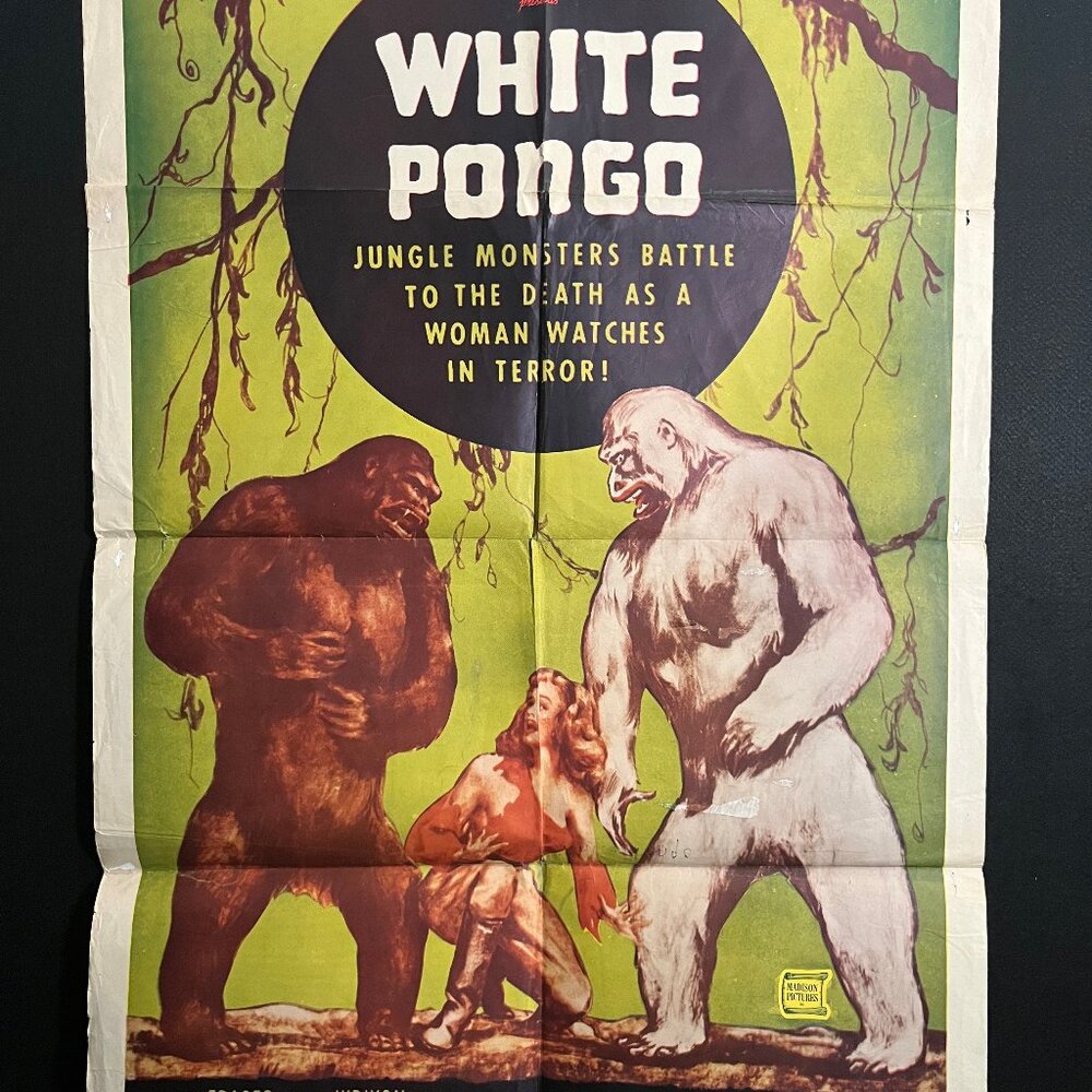 White Pongo RARE R1951 One Sheet Movie Poster Albino Gorilla Ape Maris Wrixon